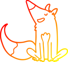 warm gradient line drawing of a cartoon fox png