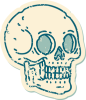 image emblématique de style tatouage d'autocollant en détresse d'un crâne png