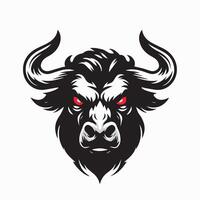 Bull Logo - A Enraged Cattle face illustration in black and white vector