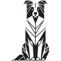 Polygonal Dog Outline - Geometric Border Collie Dog illustration in black and white vector