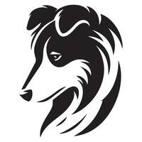 Shetland Sheepdog - A Sad Sheltie dog face illustration in black and white vector