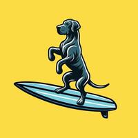 Dog playing surfboards - Great Dane Dog Surfing illustration vector