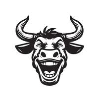 illustration of A Bull comic style in black and white vector