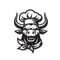 Bull - A chef Bull face Logo concept design vector