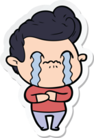 sticker of a cartoon man crying png