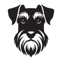 A Pensive Schnauzer dog face illustration in black and white vector