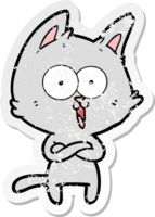 distressed sticker of a funny cartoon cat png