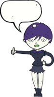 cartoon vampire girl giving thumbs up symbol with speech bubble png