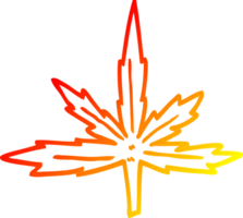 warm gradient line drawing of a cartoon marijuana leaf png