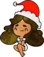 hand- getrokken Kerstmis getextureerde tekenfilm van kawaii meisje png