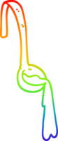 rainbow gradient line drawing of a cartoon ladle of food png