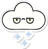 klistermärke av en söt tecknad snömoln png