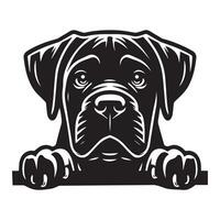 Dog Peeking - Cane Corso Dog Peeking face illustration in black and white vector