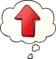 cartoon pointing arrow with thought bubble in smooth gradient style png