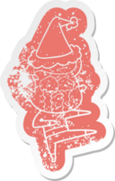 peculiar dibujos animados afligido pegatina de un llorando bailarín vistiendo Papa Noel sombrero png