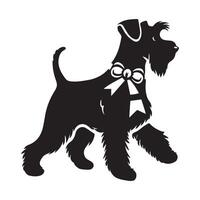 illustration of a Holiday Festive Miniature Schnauzer in black and white vector