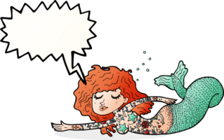 cartoon mermaid with tattoos with speech bubble png