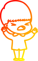 warm gradient line drawing of a cartoon stressed man png