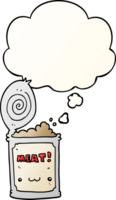 cartone animato in scatola cibo con pensato bolla nel liscio pendenza stile png