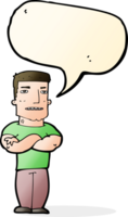 cartoon tough guy with folded arms with speech bubble png