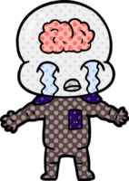 cartoon big brain alien crying png