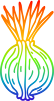 rainbow gradient line drawing of a cartoon sprouting onion png