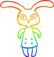 regenboog helling lijn tekening van een schattig tekenfilm konijn png