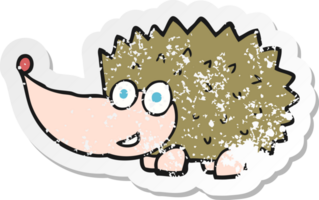 retro distressed sticker of a cartoon hedgehog png