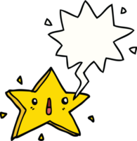 mignonne dessin animé étoile avec discours bulle png