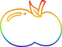 rainbow gradient line drawing of a cartoon apple png