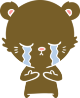 crying flat color style cartoon bear png