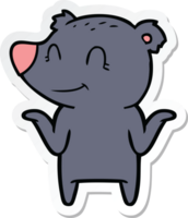 sticker of a smiling bear shrugging shoulders png