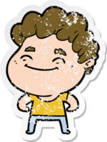 distressed sticker of a cartoon friendly man png