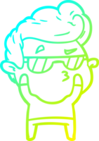 cold gradient line drawing of a cartoon cool guy png