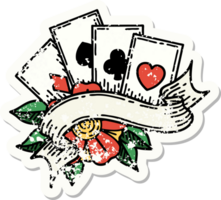 distressed sticker tattoo in traditional style of cards and banner png