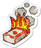 retro distressed sticker of a cartoon pack of matches png