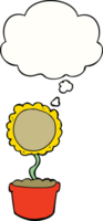 schattig tekenfilm bloem met gedachte bubbel png