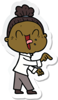 sticker of a cartoon happy old woman png