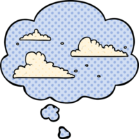 cartoon clouds with thought bubble in comic book style png