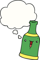 cartoon beer bottle with thought bubble png