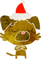 mano dibujado retro dibujos animados de un perro vistiendo Papa Noel sombrero png