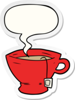 cartoon cup of tea with speech bubble sticker png