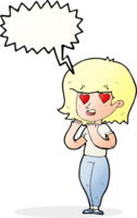 cartoon woman in love with speech bubble png