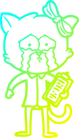 cold gradient line drawing of a cartoon cat png