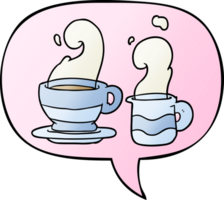 cartoon cup of coffee with speech bubble in smooth gradient style png