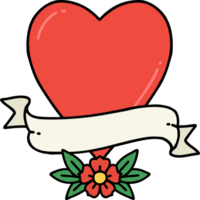 tattoo in traditional style of a heart and banner png