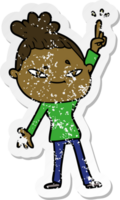 distressed sticker of a cartoon woman png