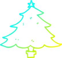 cold gradient line drawing of a cartoon christmas tree png