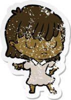 distressed sticker of a cartoon woman png