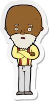 sticker of a cartoon worried old man png